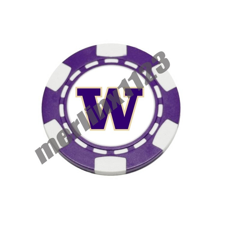 Washington Huskies Dia-magnetic Clay Poker Chip Golf Ball Marker Card Guard