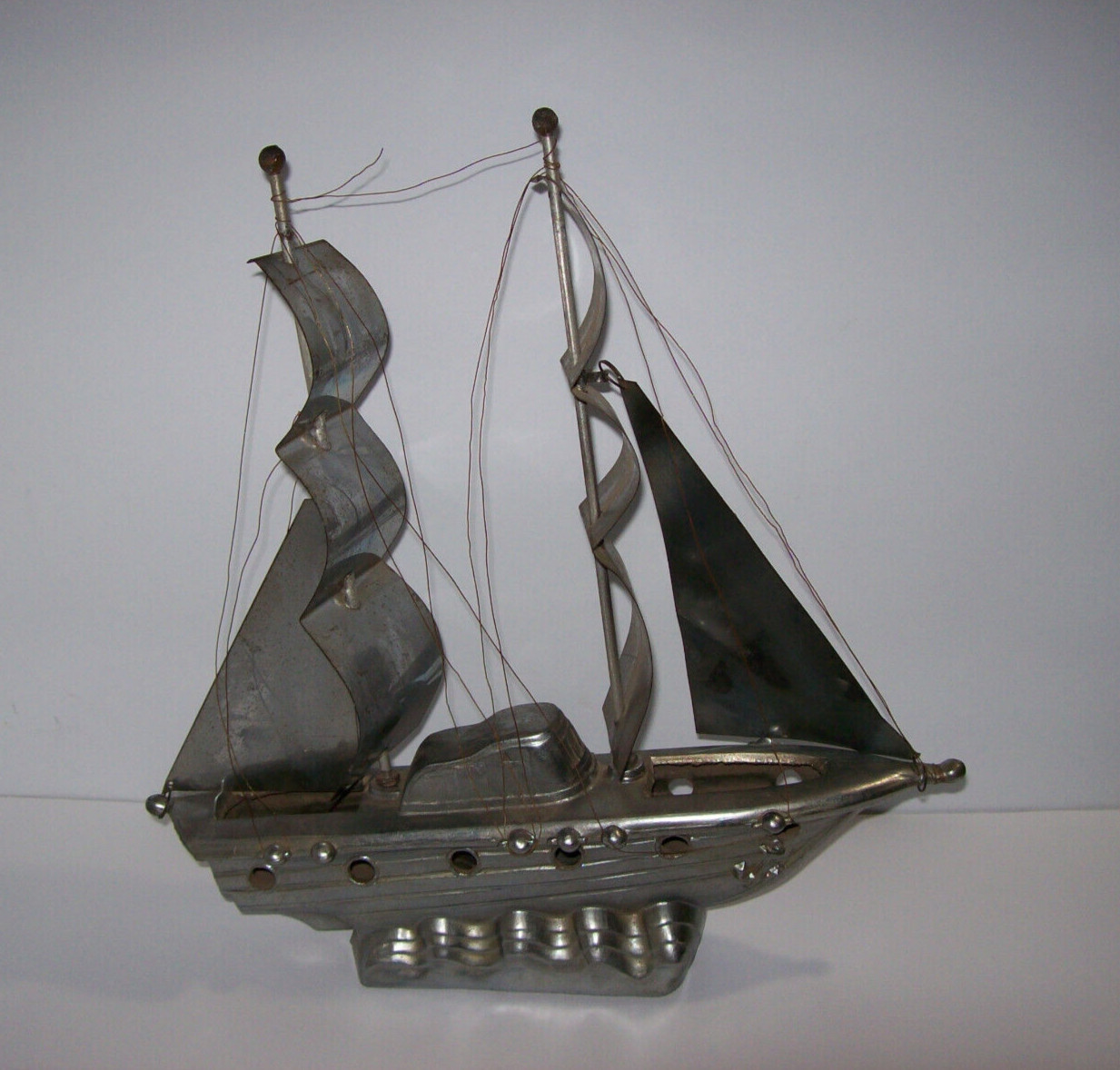 Vintage Nautical Art Deco Clipper Sailboat Ship Metal Sculpture