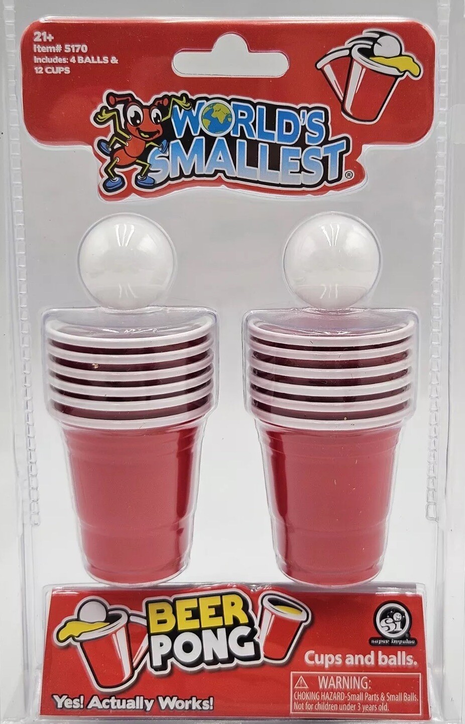 Brand New World's Smallest Beer Pong Game with 12 Mini 2" Cups and 4 Balls