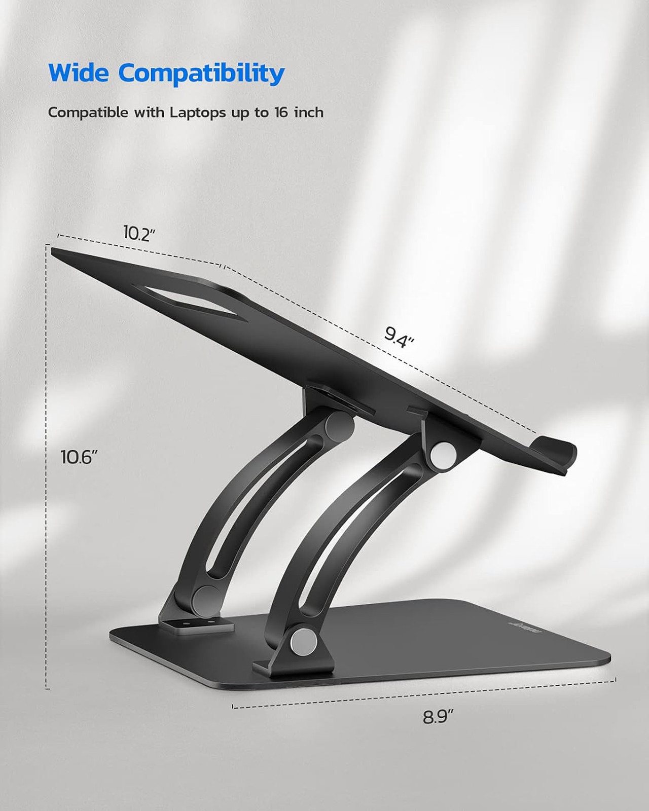 Fully Adjustable Laptop Stand for Desk, Dual Foldable Computer Riser with Heat