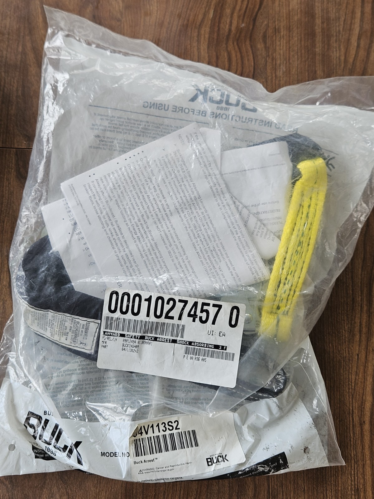 Buck-Arrest Energy Absorber Model 64V113RS2, 3ft