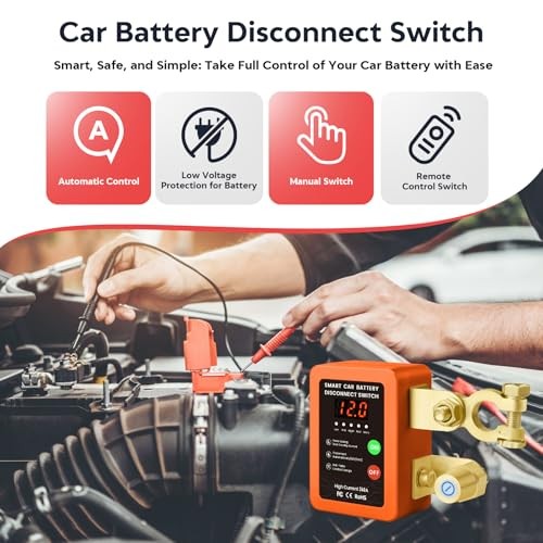 Kill Switch for Car - 12V Remote Battery Disconnect Switch Smart Orange Led