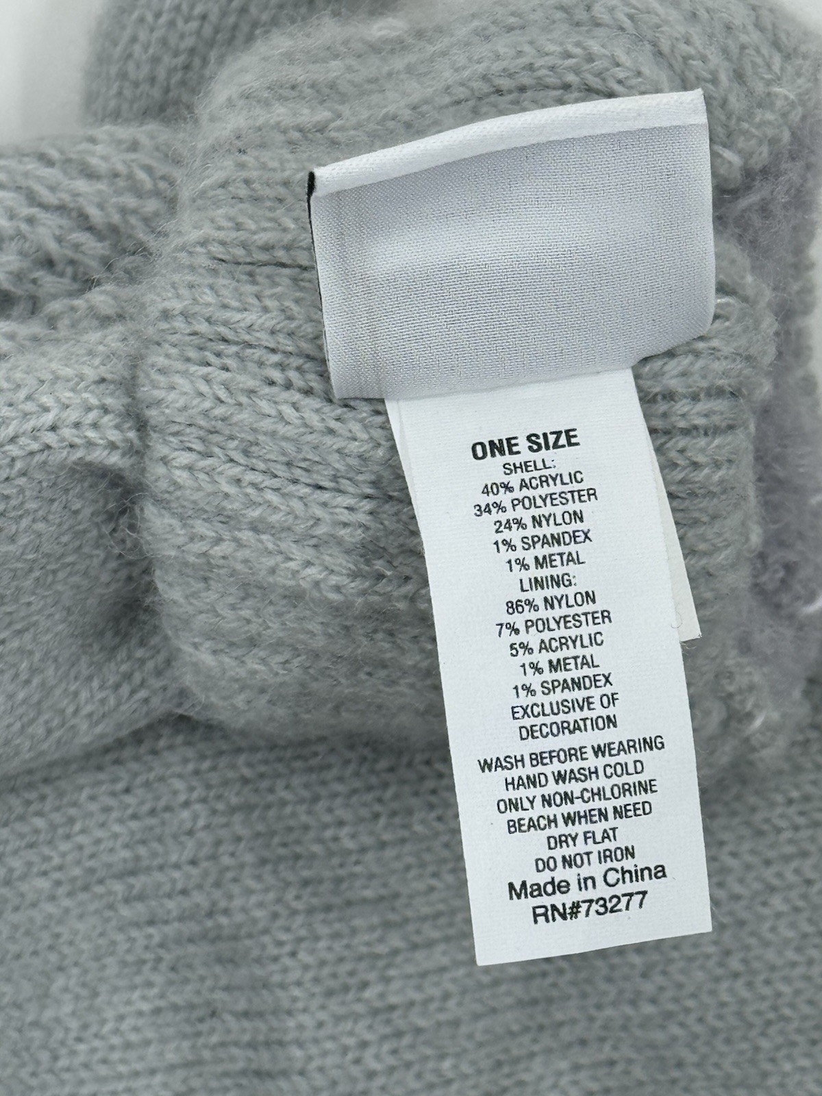 Sonoma Womens Gloves Light Gray Knit Touch Screen Tips Textured Outer Pattern