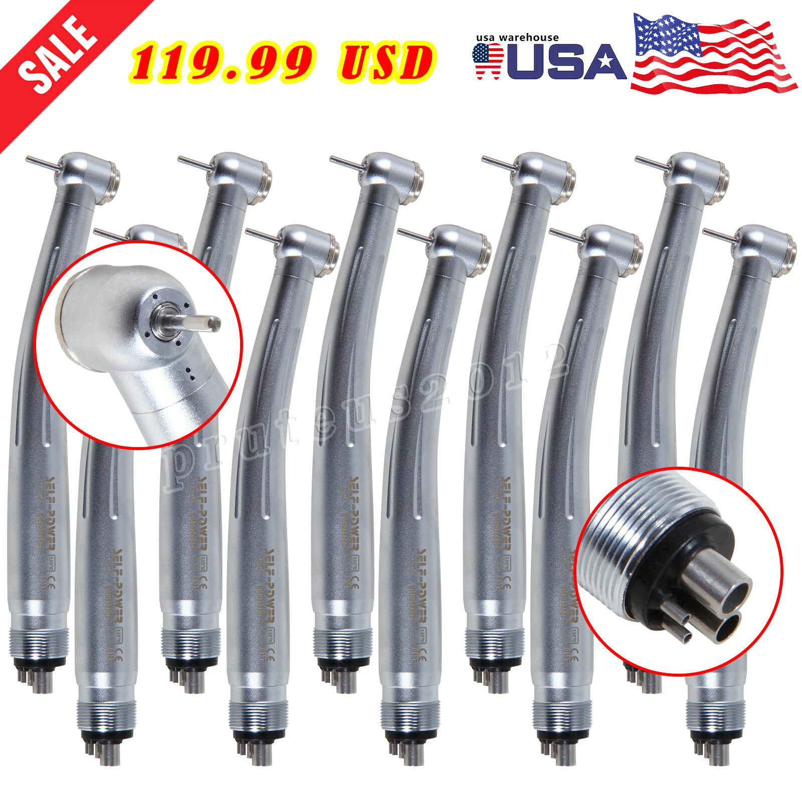 10 x NSK PANA MAX Style Dental High Speed Handpiece Turbine 4 hole USA 1.6mm