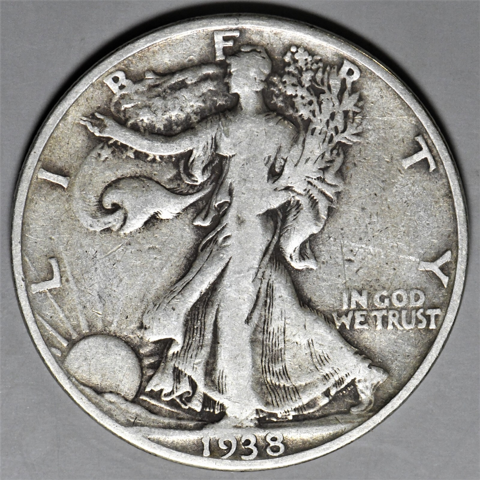 1938 d walking liberty half dollar key date in original circulated grade