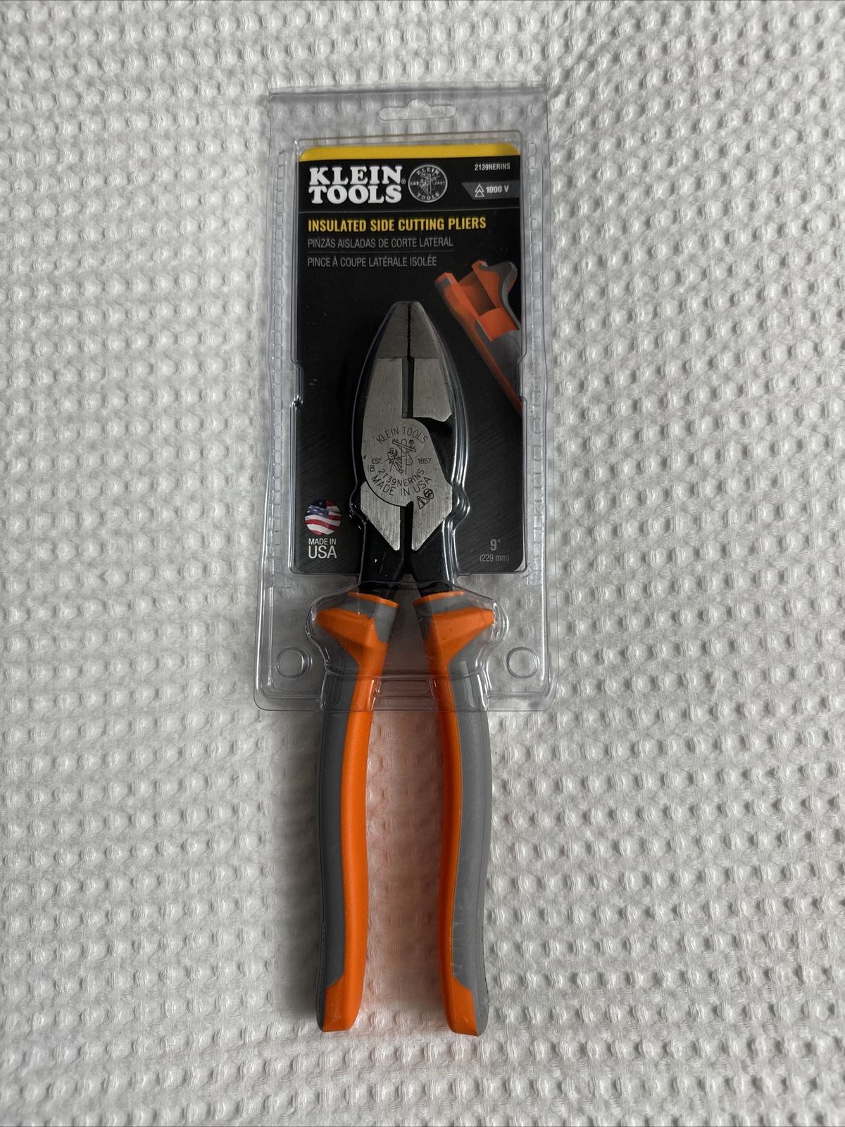 Klein Tools 2139NERINS Insulated Lineman Pliers, Side Cutters, 9-Inch SHIPS FREE
