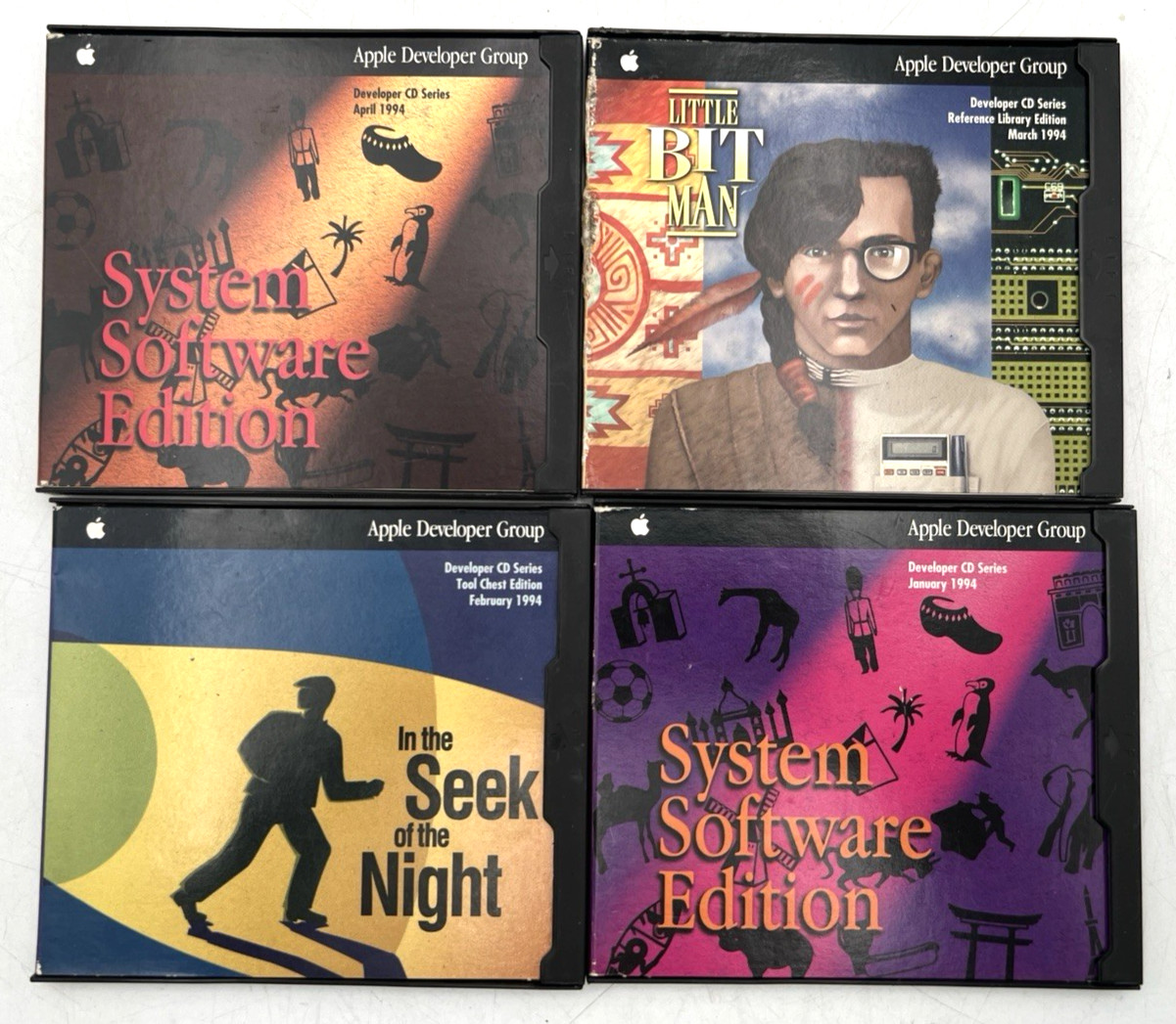(4) 1994 APPLE DEVELOPER GROUP CDS SEEK NIGHT, LITTLE BITMAN, SYSTEM SOFTWARE