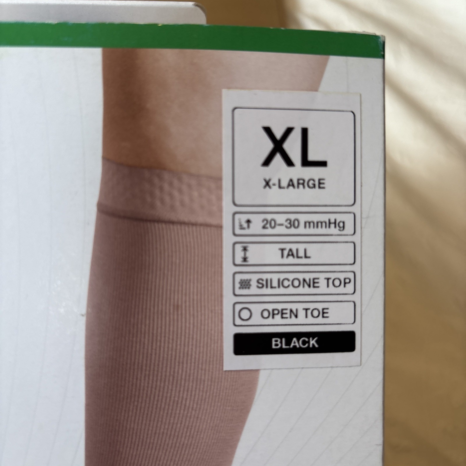 L&R Exostrong 20-30 mmHg Flat Knit Knee High OT black X-Large TALL Silicone Band