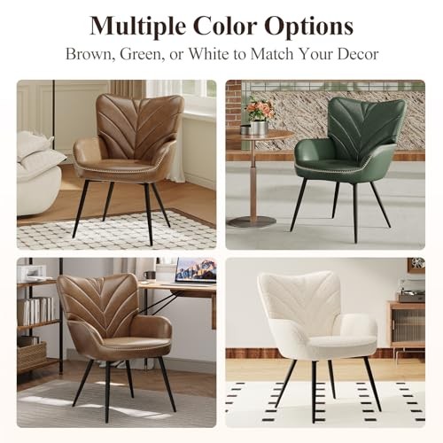 Mid-Century Modern Sherpa Accent Chair, Upholstered Armchair for set of 2 Beige