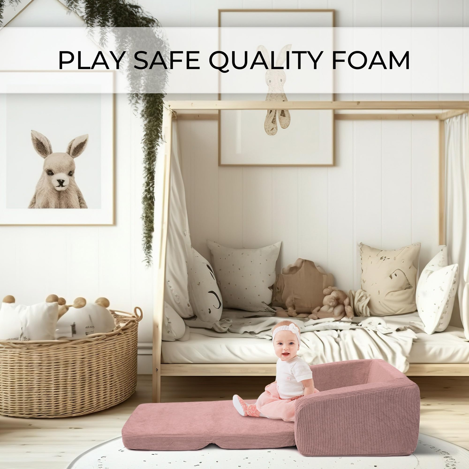 Comfy Kids Chair for Toddler - Stylish 2 in 1 Lounger Made of Memory Foam Eas...