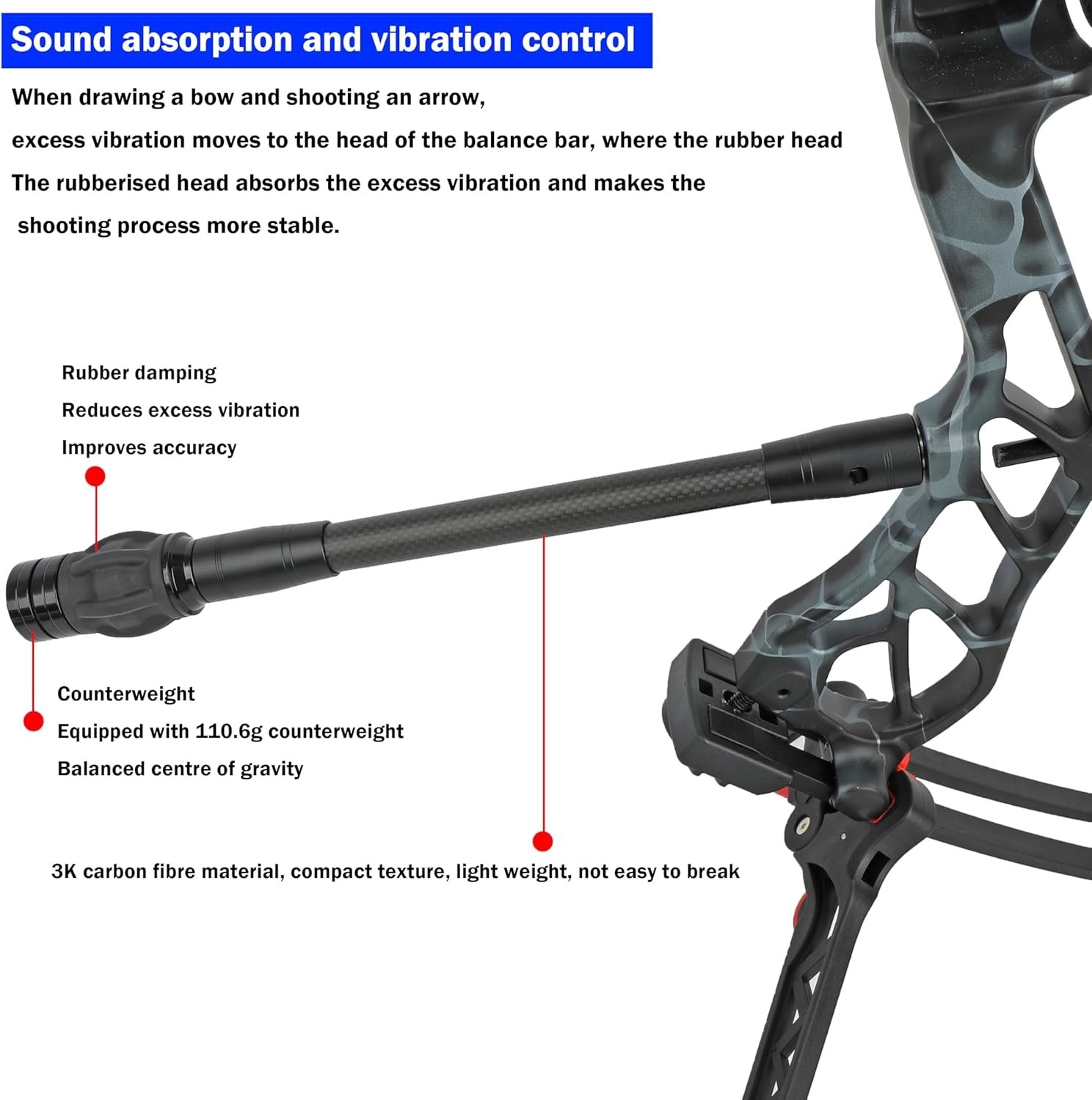 Bow Stabilizer for Compound Bow, Stabilizer Kit, 6" 8" 10" 12" 15", Archery B...