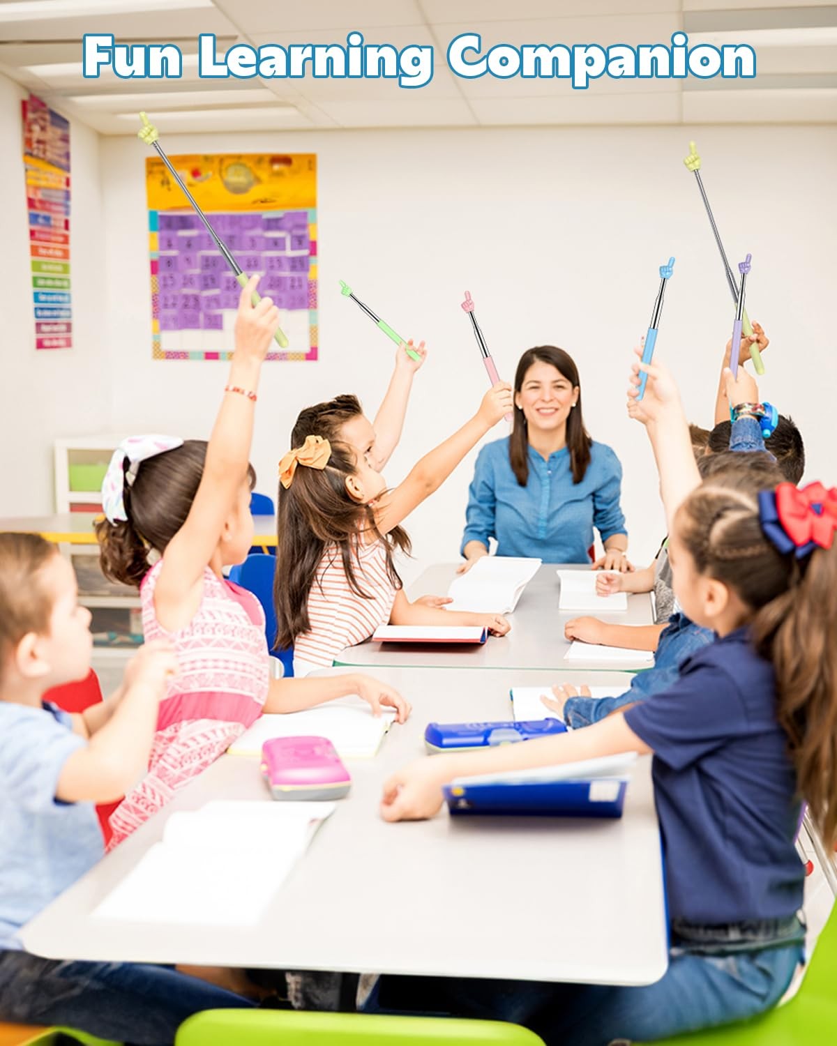 Retractable Teacher Pointer for Classroom Kids Reading, Dumero Pink