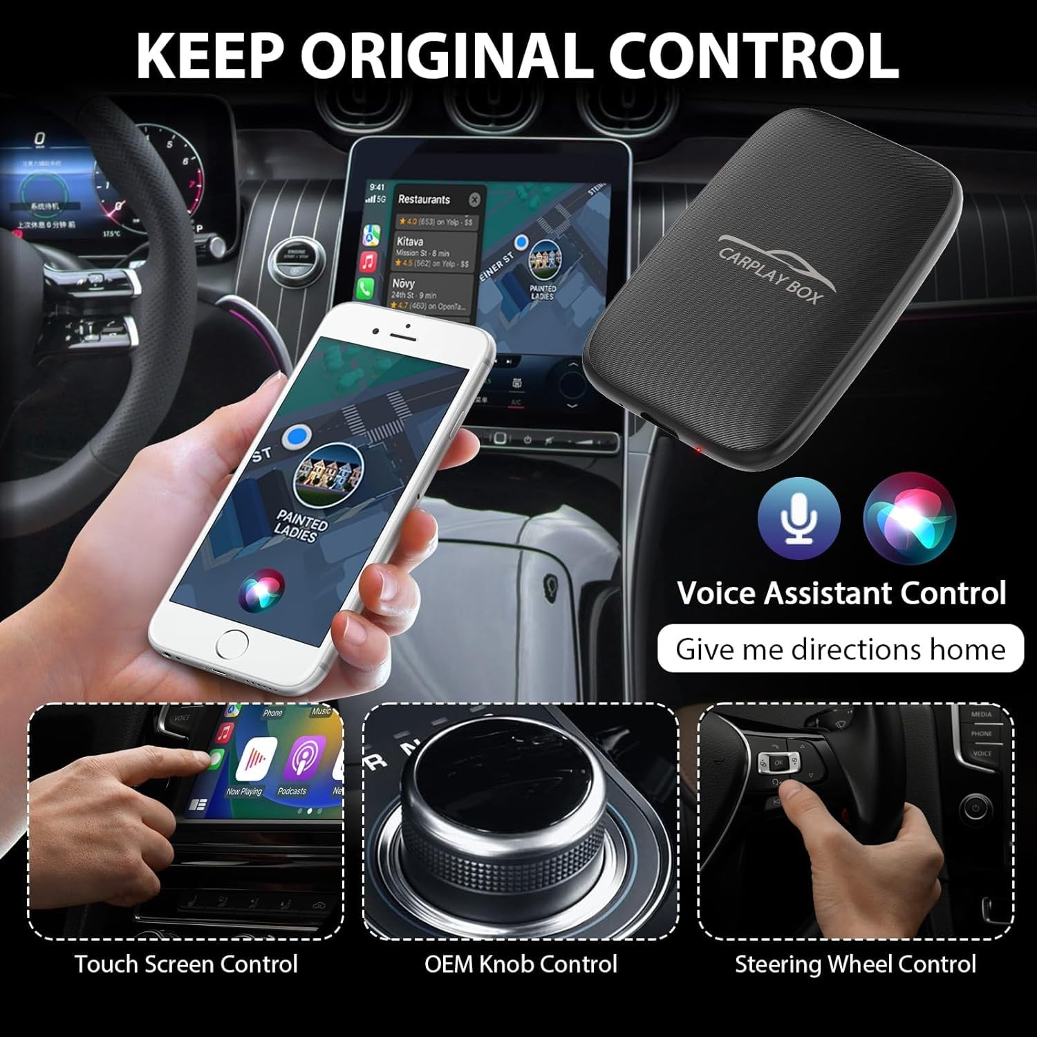 CarPlay Wireless Adapter & Android Auto Adapter,2025 Upgrade Convert Black