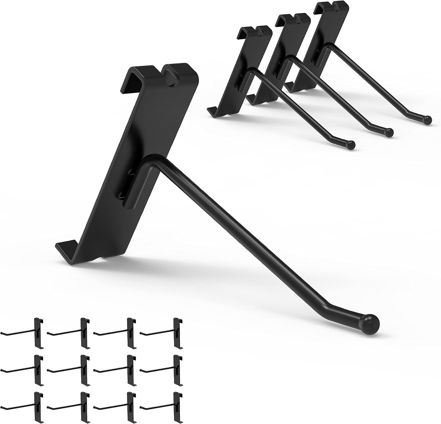 32 Pack 4 Inch Black Gridwall Hooks for 3 × 3 Wire Grid Panel | 30 Lb