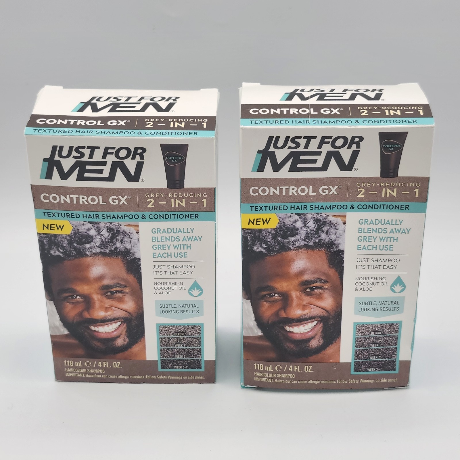 Just for Men Control GX Grey  Reducing Shampoo for Textured Hair 4oz Lot of 2
