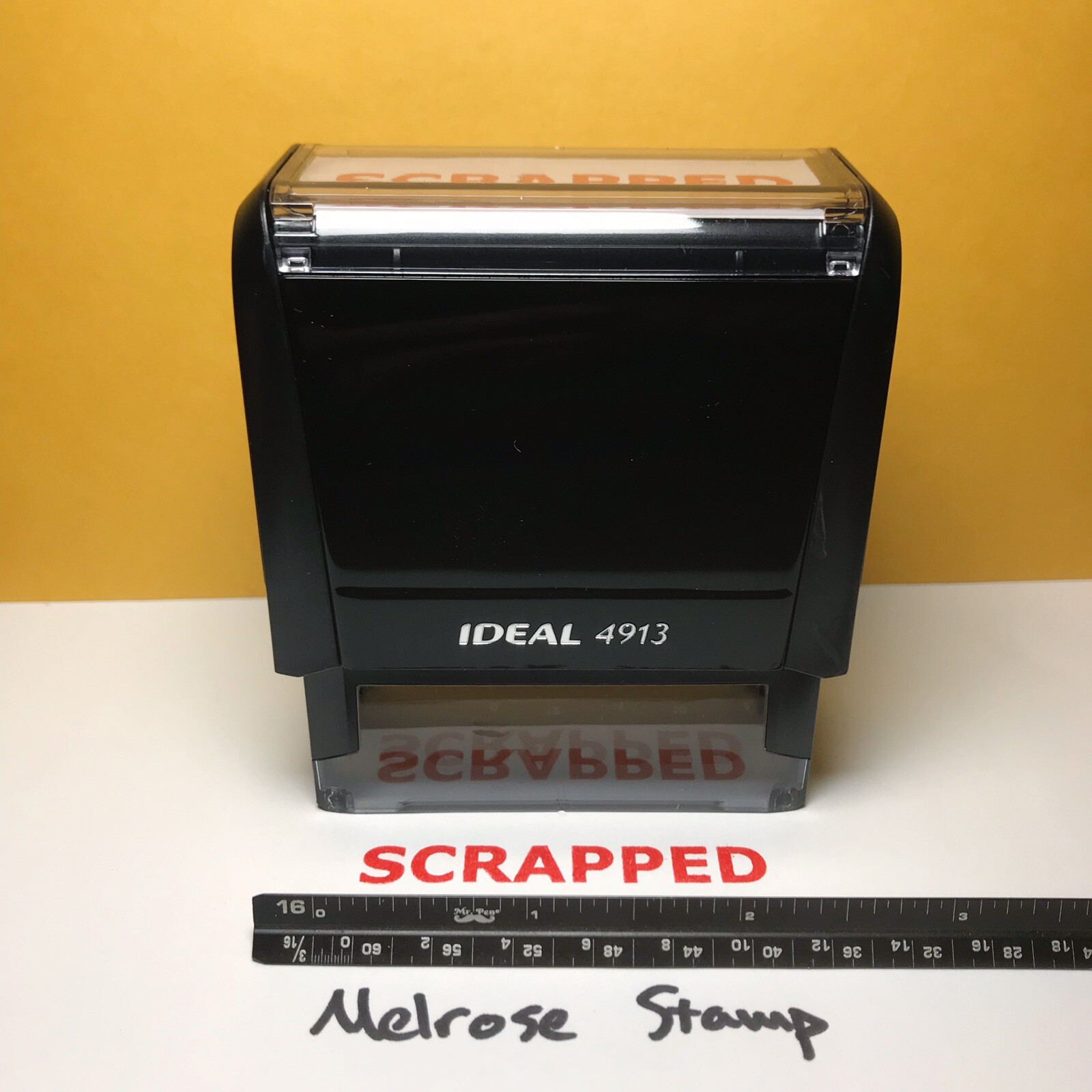 Scrapped Rubber Stamp Red Ink Self Inking Ideal 4913