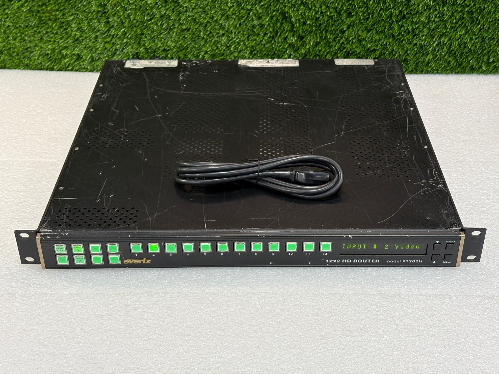 Pre Owned | Evertz X1202H 12x2 HD Video Audio Router - Black w/ Power Cord