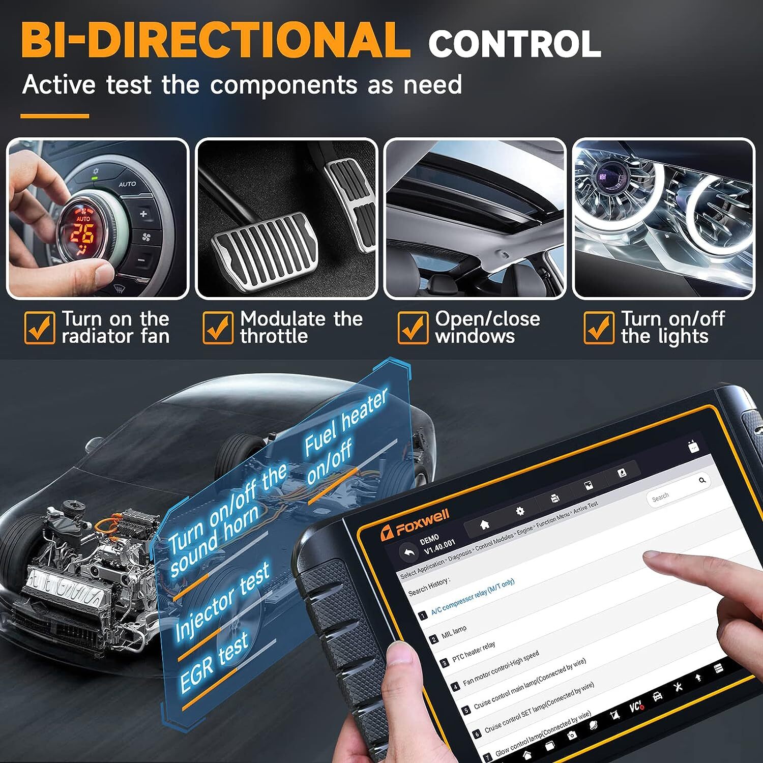 FOXWELL GT75 Bidirectional Car Diagnostic Tool OBD2 Scanner K-ey Coding TPMS