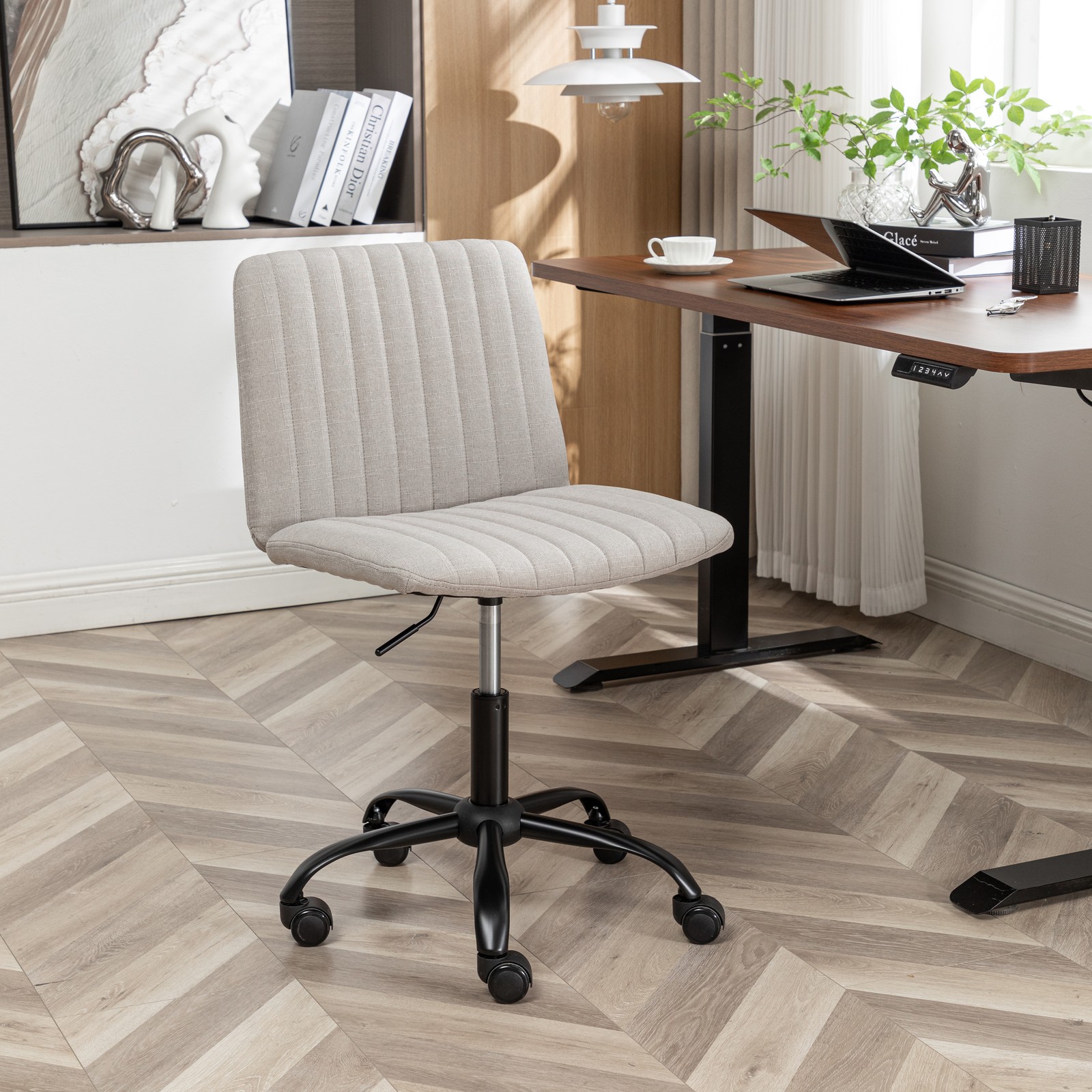 Masar Fabric Swivel Office Chair, Height Adjustable, Gray