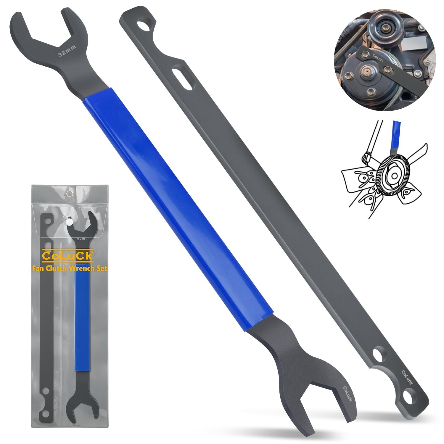 32mm  36mm Fan Clutch Wrench Set for BMW, Ford, GM, Dodge, Jeep
