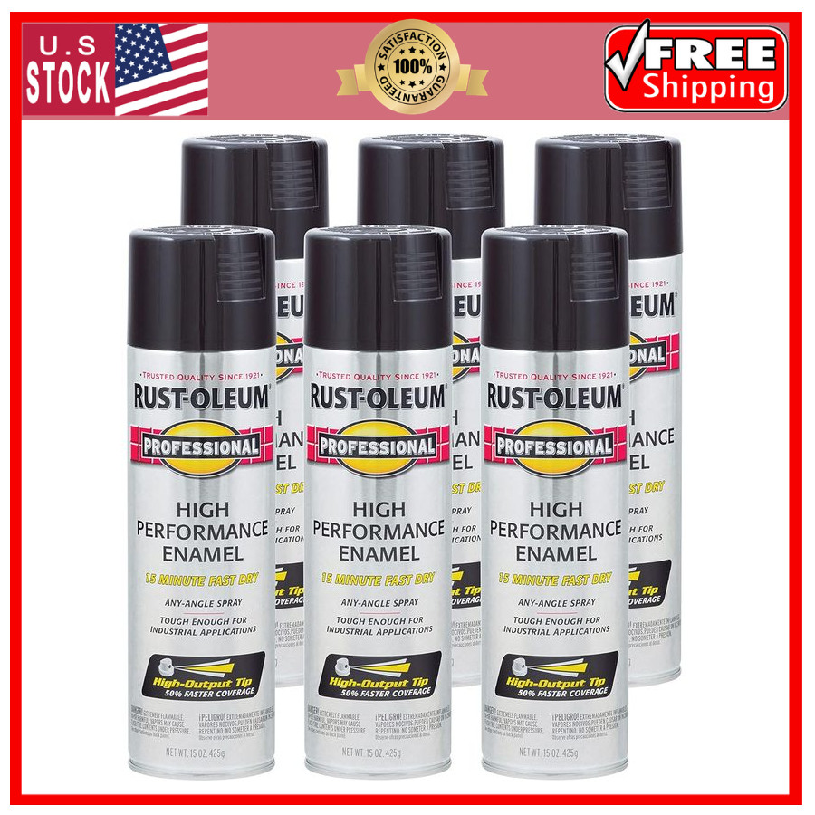 Rust-Oleum 7579838 High Performance Enamel Spray Paint, 15 Oz 6 pk Gloss Black