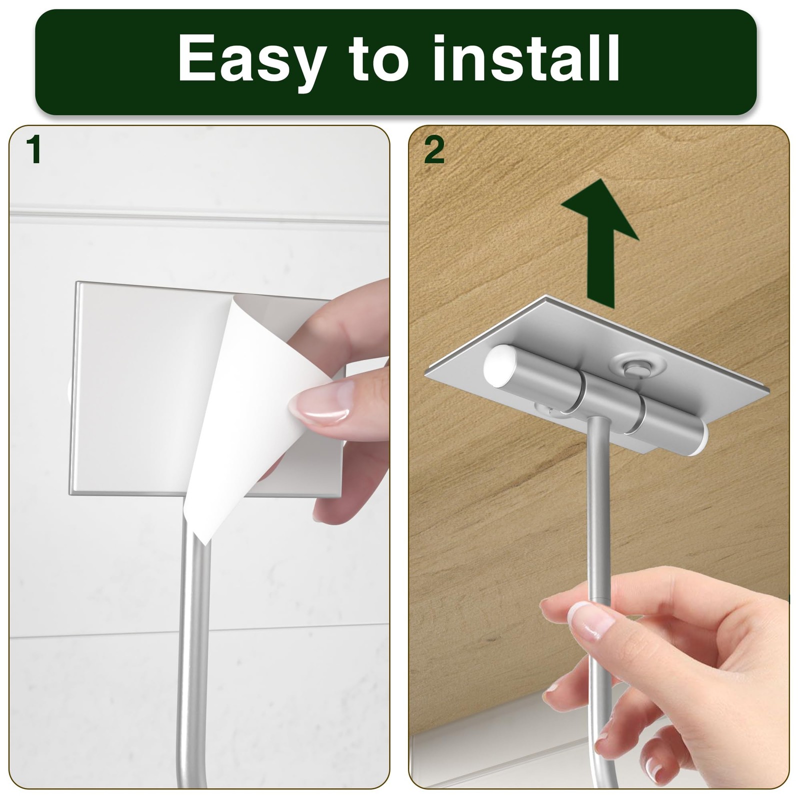 Banana Hanger Hook Under Cabinet - Stainless, Adhesive, Holds 13 LB, 2 Pack