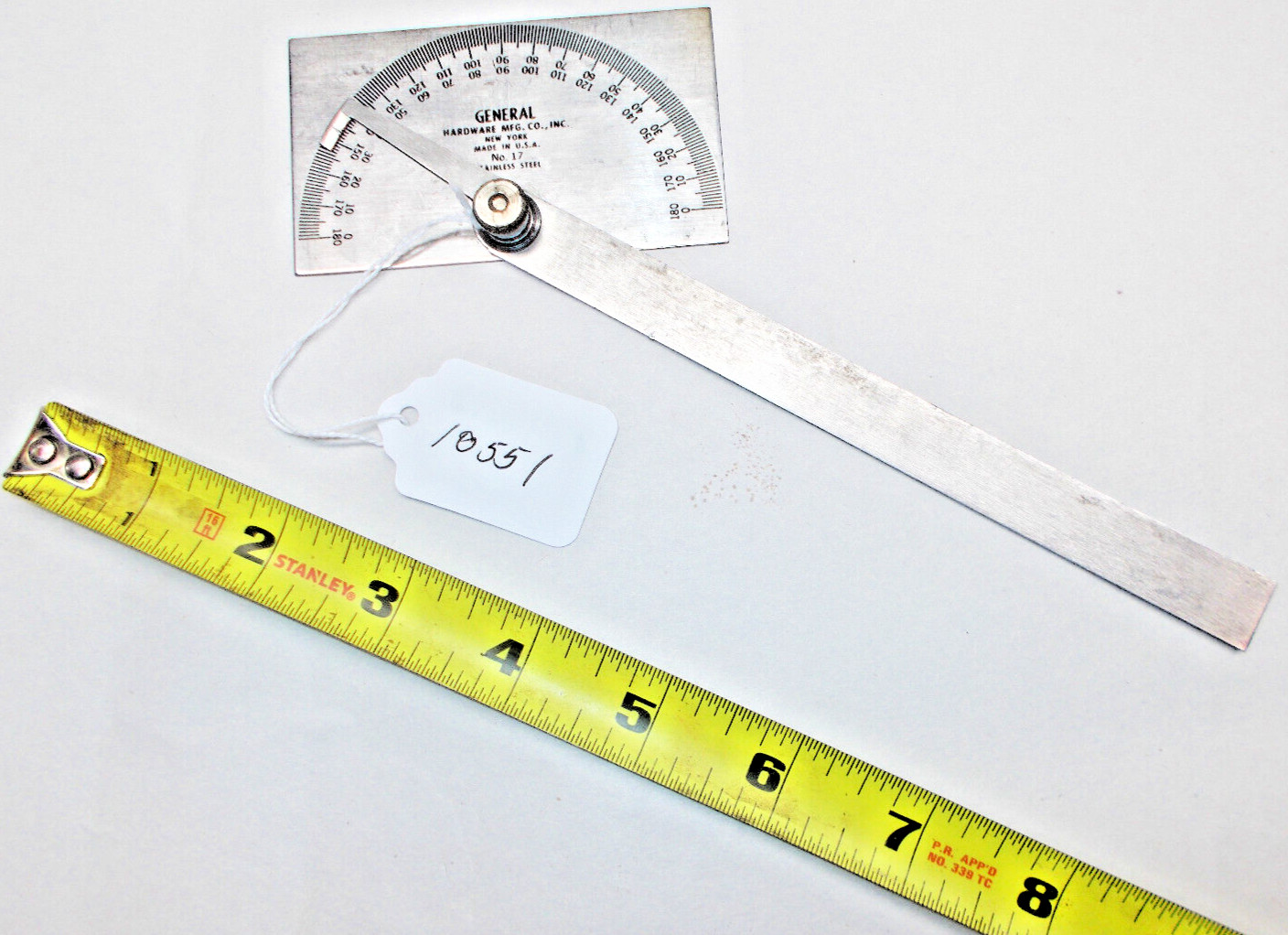 Protractor, Vintage General Hardware No. 17 Stainless Steel Protractor, USA