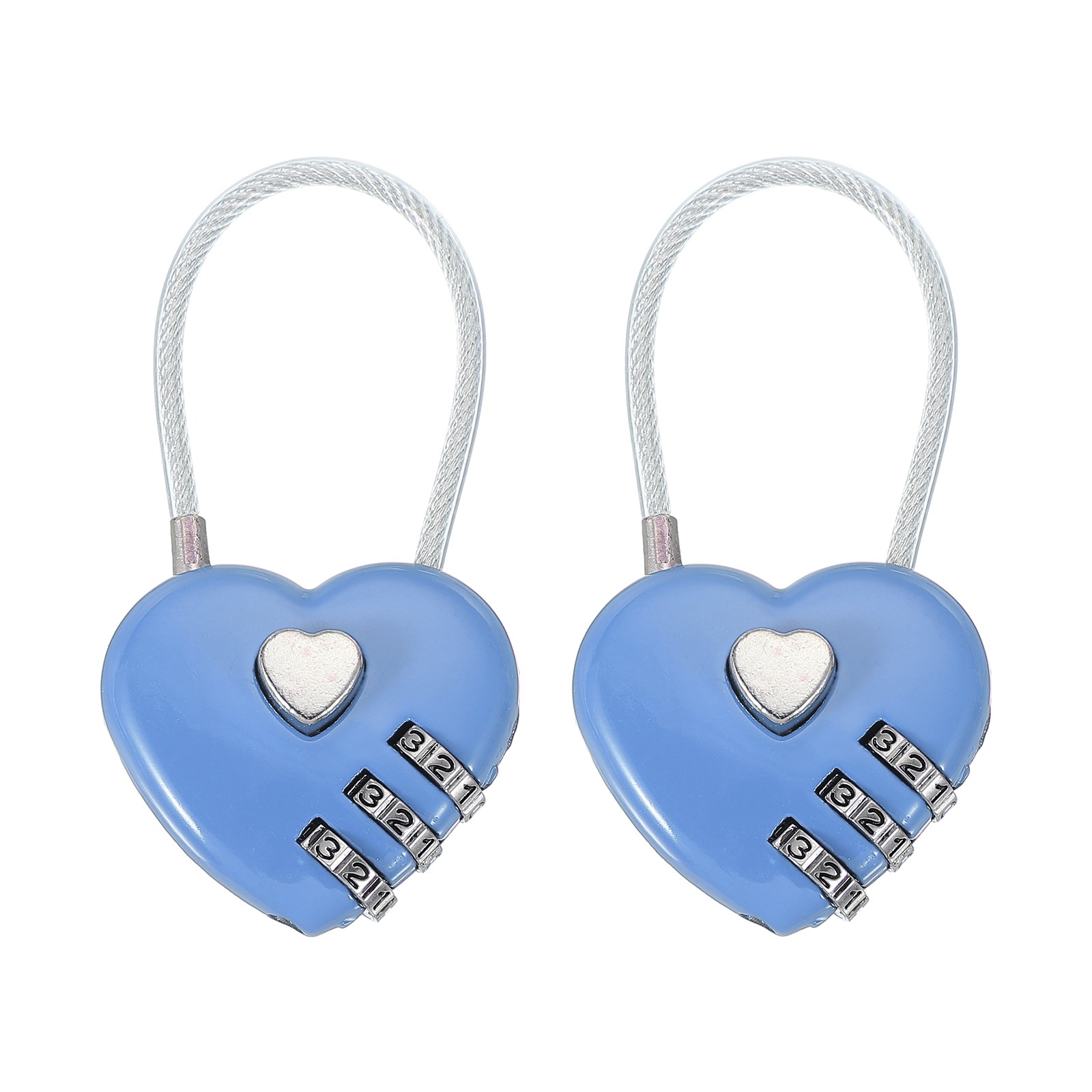 2 Pack Heart Padlock Heart Shape Love Lock Combination Lock Locker Locks Blue