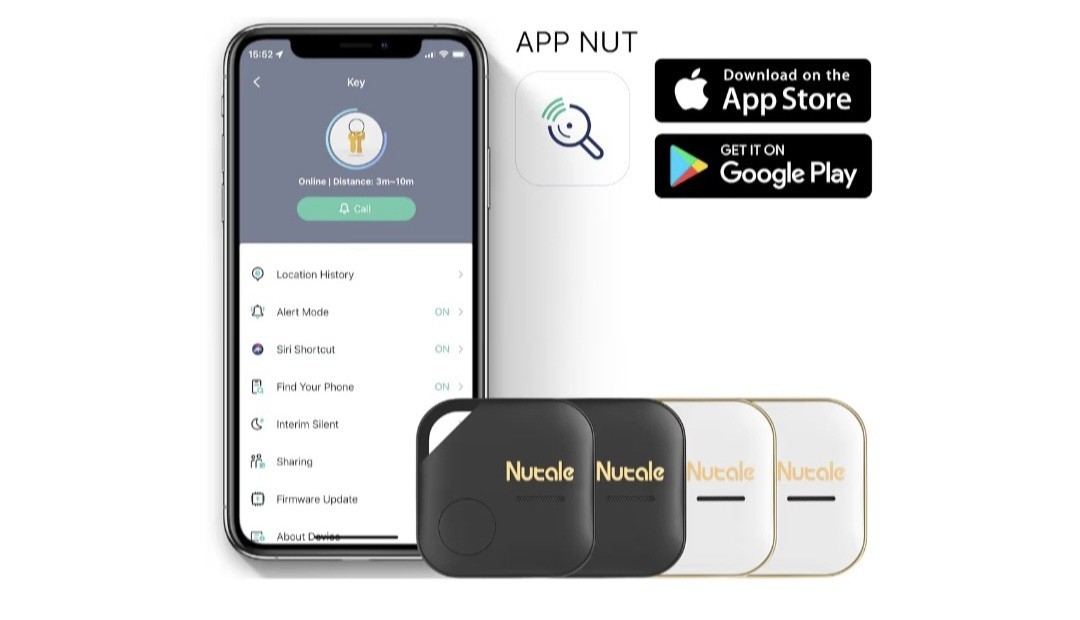Nut Pro 4pk Key Finder Tag, Bluetooth Tracker Item Locator - iOS & Android NEW