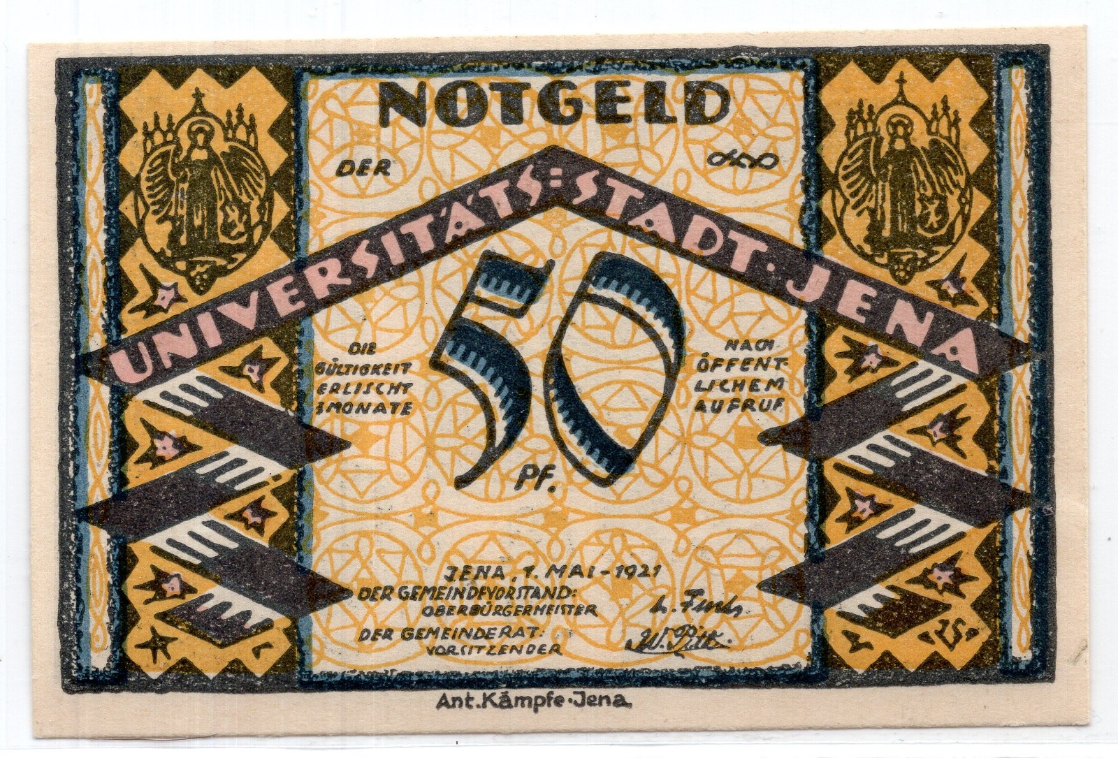1921 Germany Jena Notgeld 50 Pfennig Note (2770)