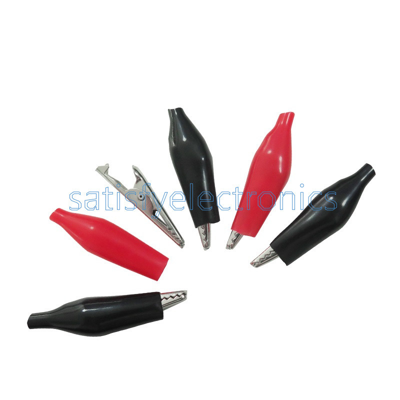 20pcs Black Red Soft Plastic Coated Testing Probe Aligator Clips Crocodile P2001
