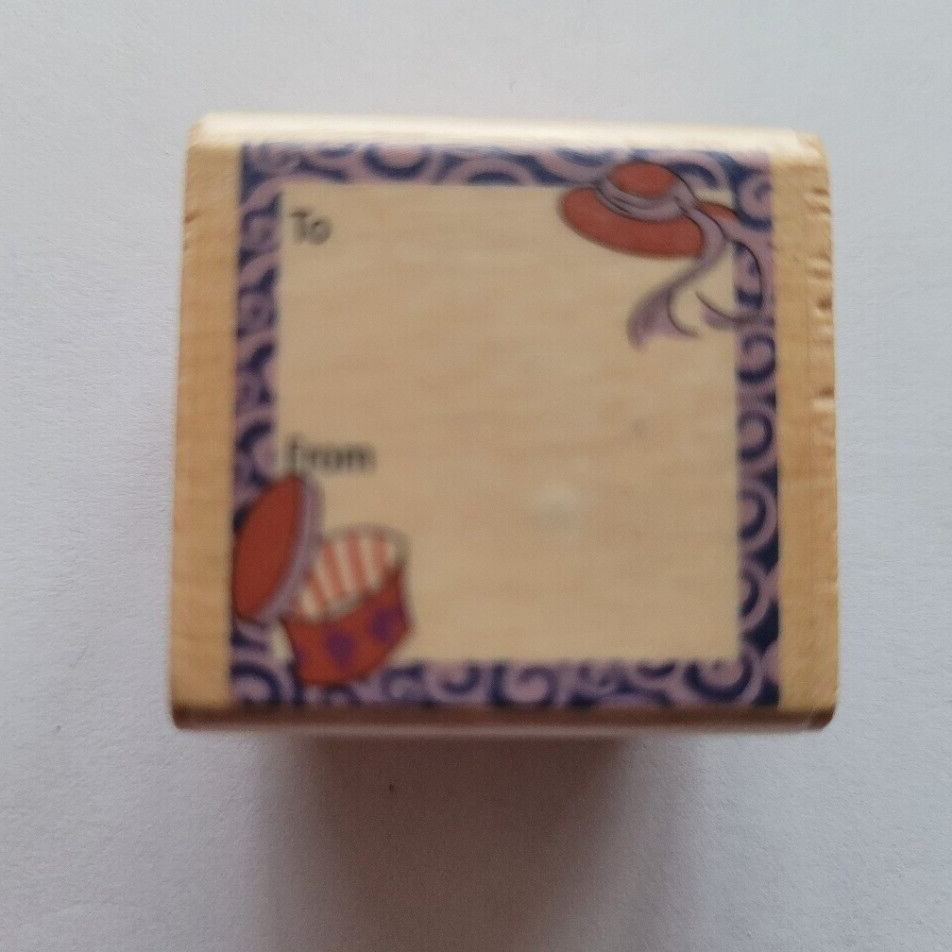 Red Hat To From Tag Mounted Rubber Stamp