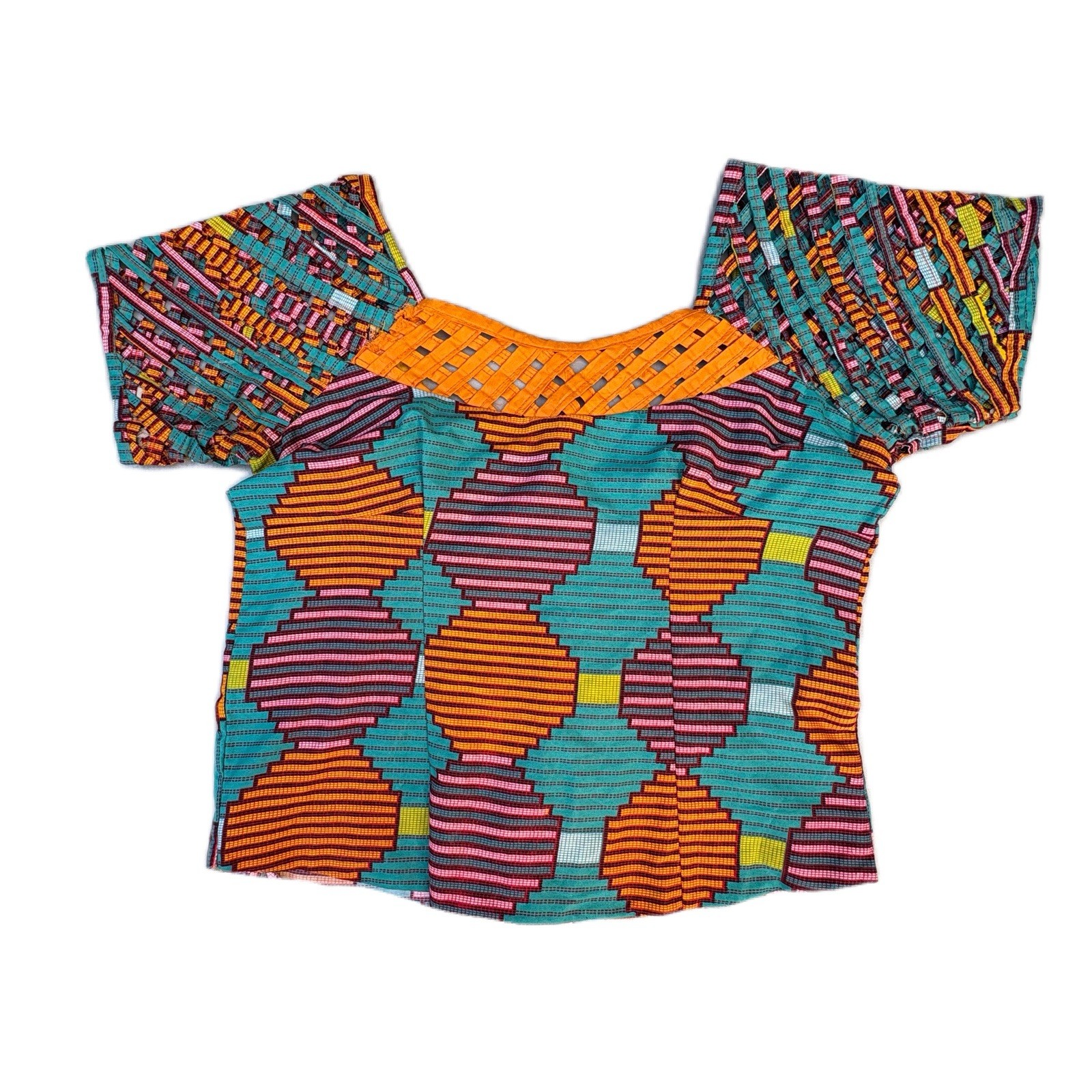 Dashiki African Ankara Anningtex Colorful Womans Blouse Green Orange Wax Shirt