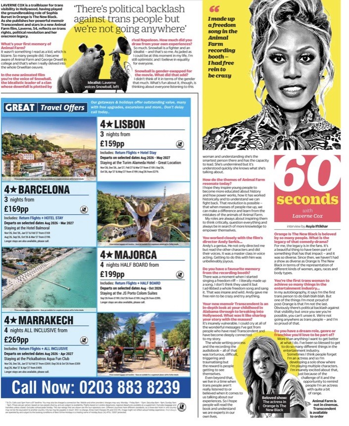 Laverne Cox Interview LGBT Orange New Black TV Animal Farm Newspap Clipping 2026