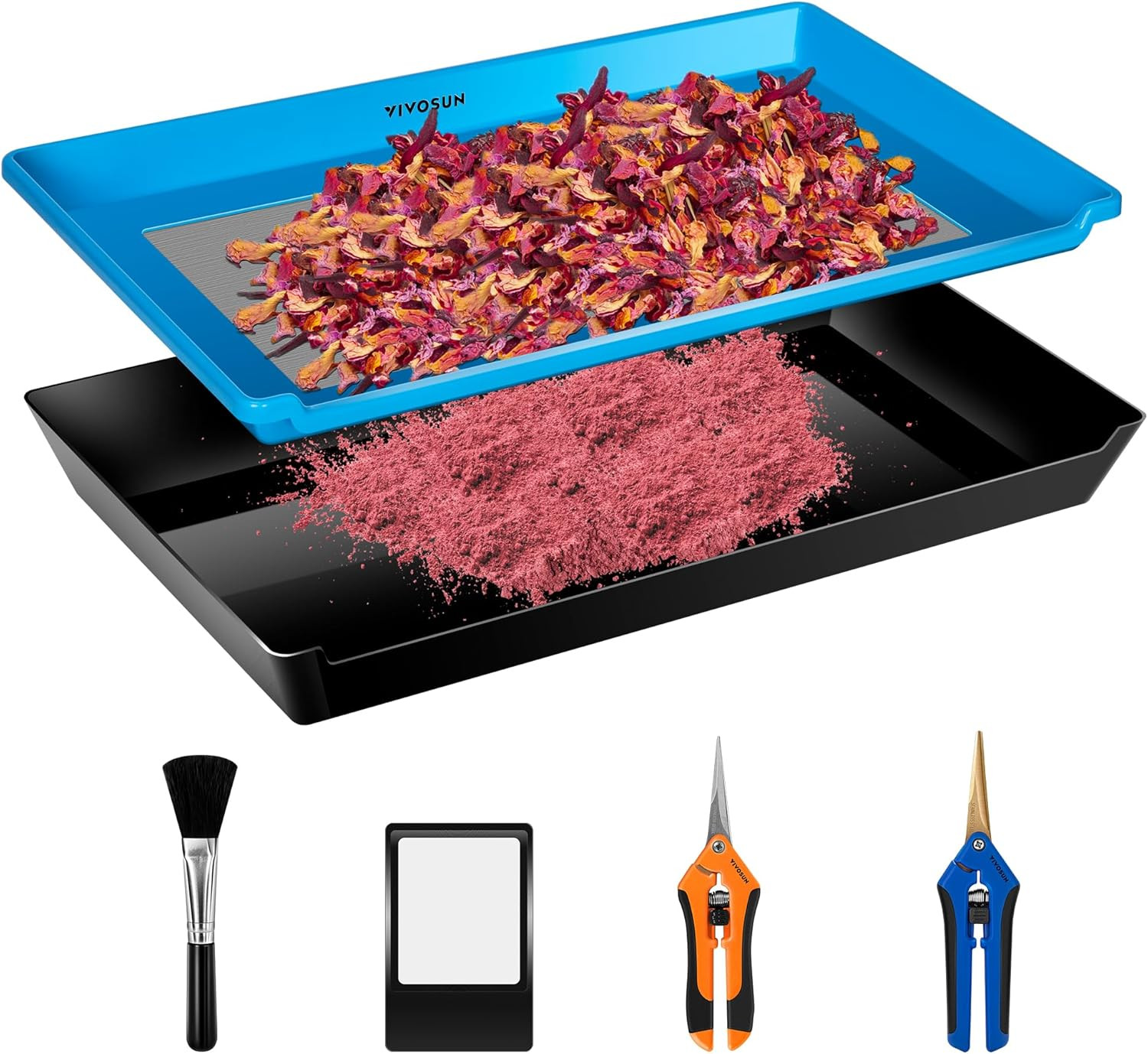 VIVOSUN Heavy Duty 2-In-1 Trimming Tray, Dry Sift Screen Set with 150 Micron Fin