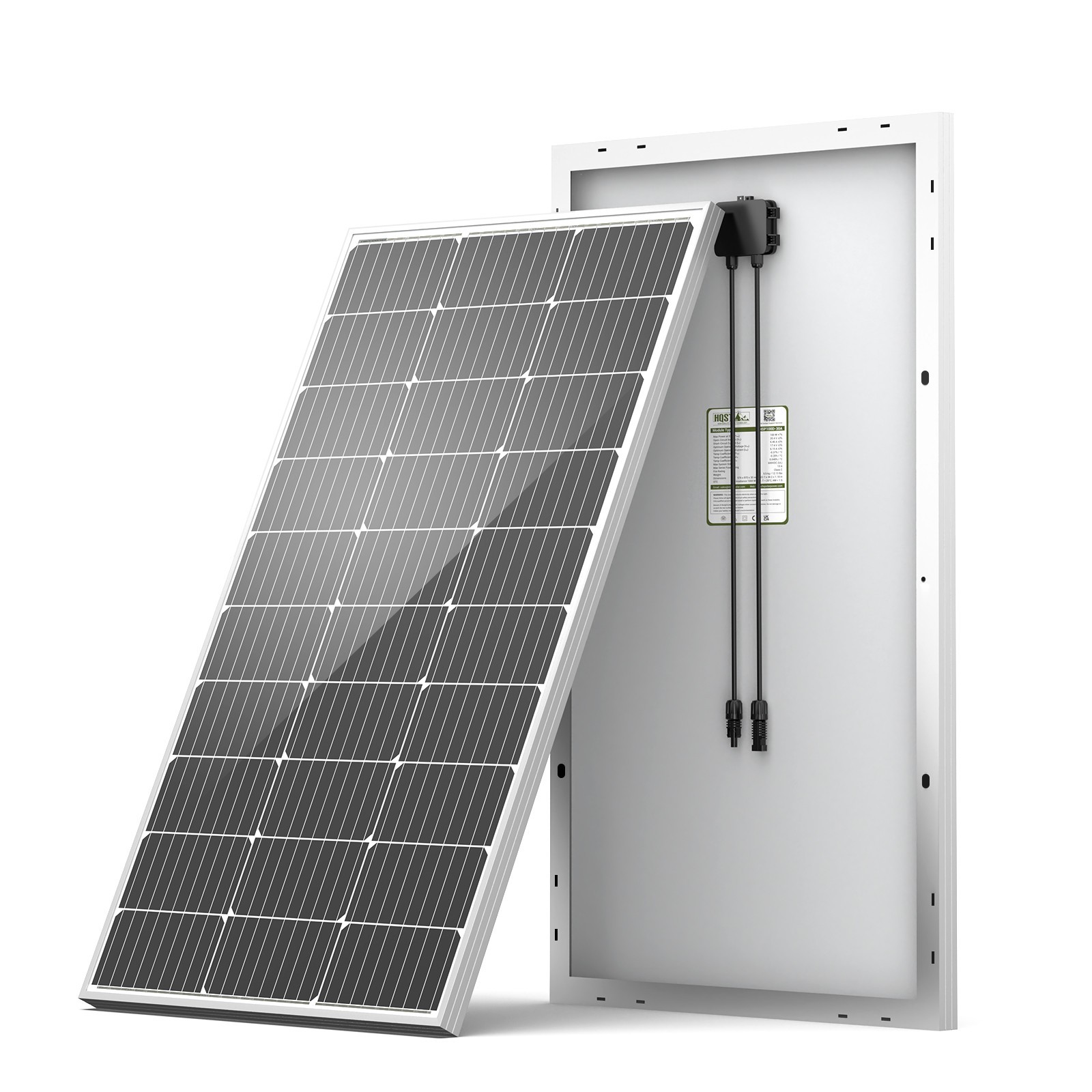 HQST 100 Watt 12 Volt 9BB Monocrystalline Solar Panel