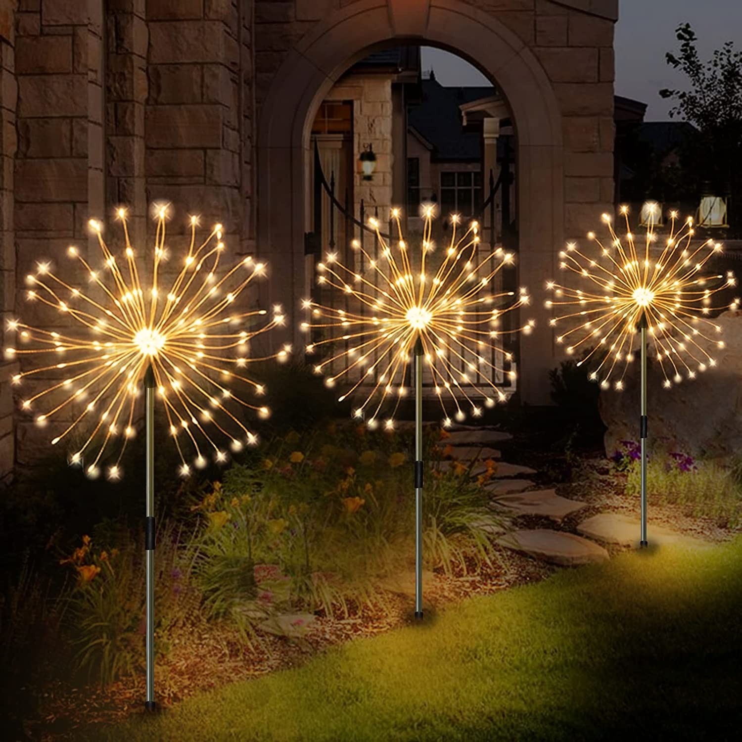 Garden Solar Lights Outdoor Waterproof Fairy Lights 150 LED Firework Multicolor