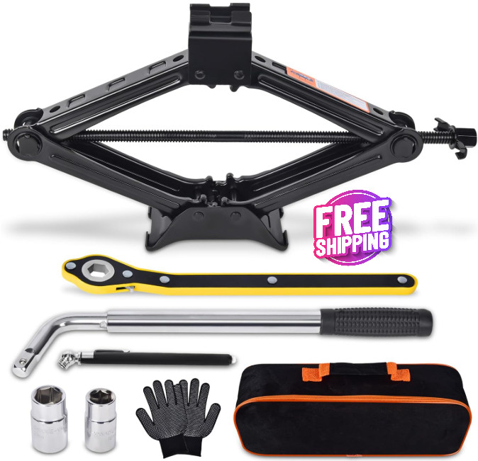 Kit de gato para coche, gato de tijera para coche de 2 toneladas (4409 lb)
