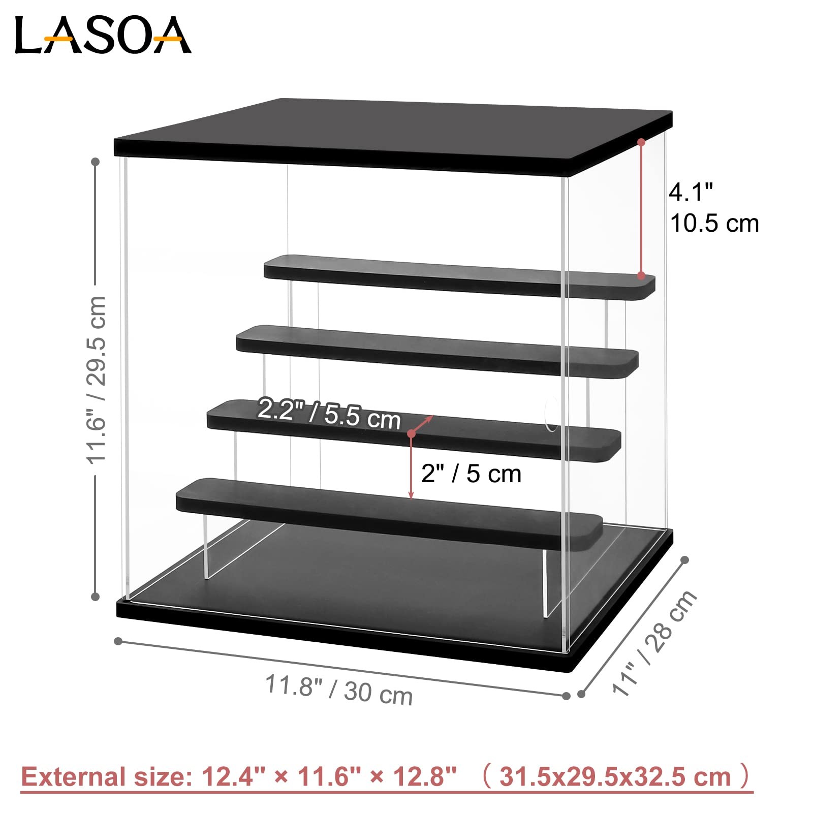 Acrylic Display Case with Adjustable LED Lights 5 Tier Clear Display Box for ...