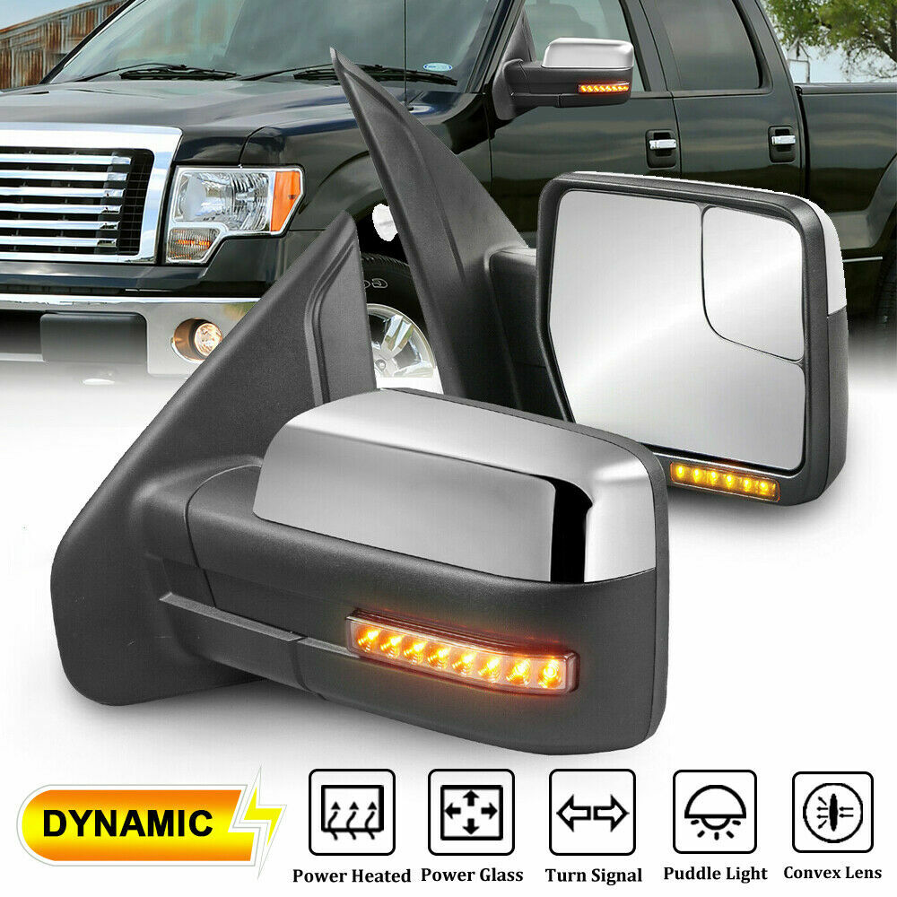 Pair Power Heated Tow Mirrors Dynamic Streamer Signal For 04-14 Ford F150 F-150