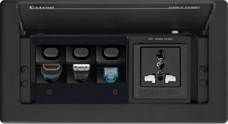 Extron Cable Cubby 202 Multi 60-1403-02 inc HDMI, USB & RJ45 + Router Template