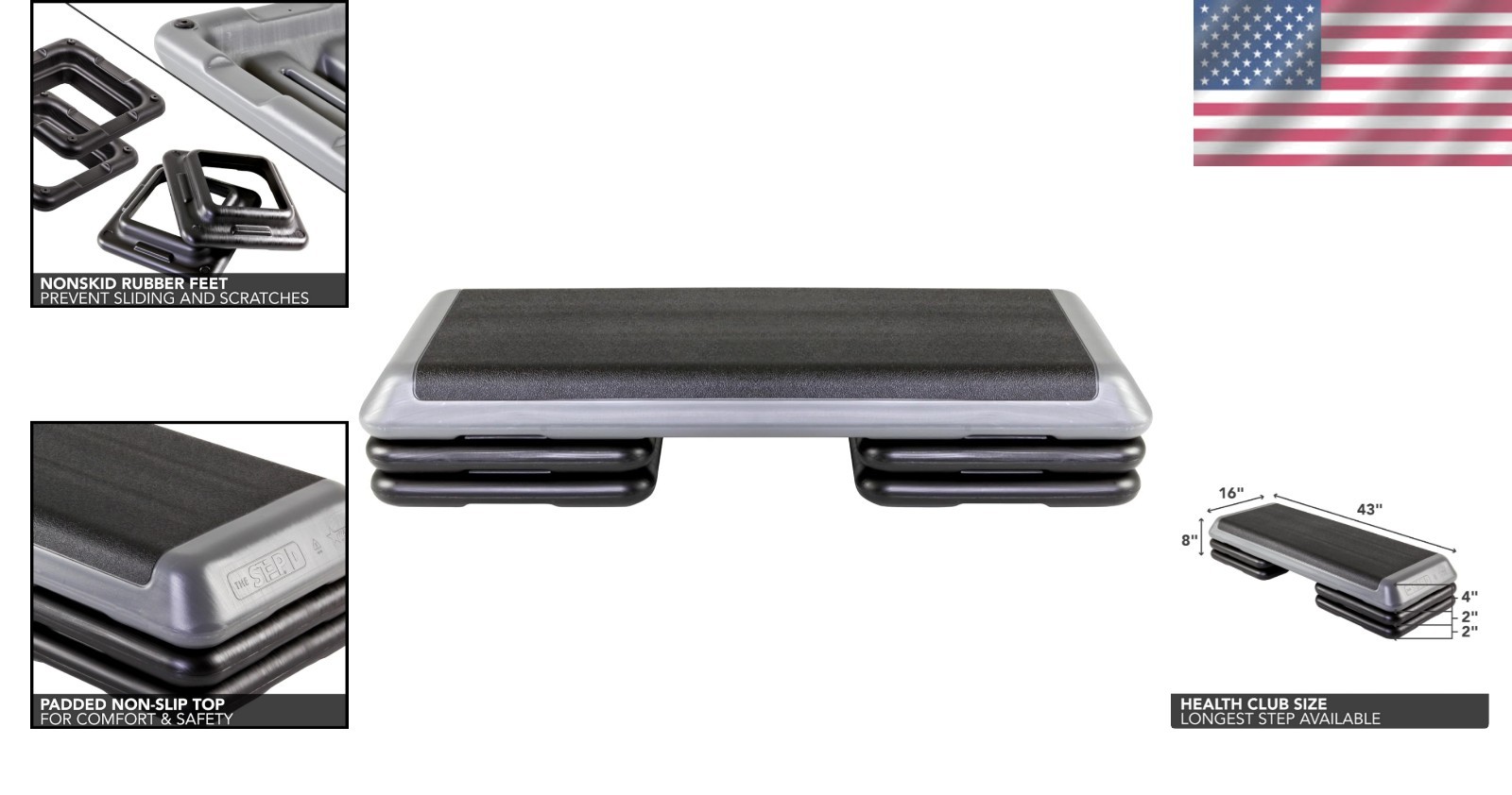 Durable Step Exercise Platform with 4 Height Options for Customizable Workouts