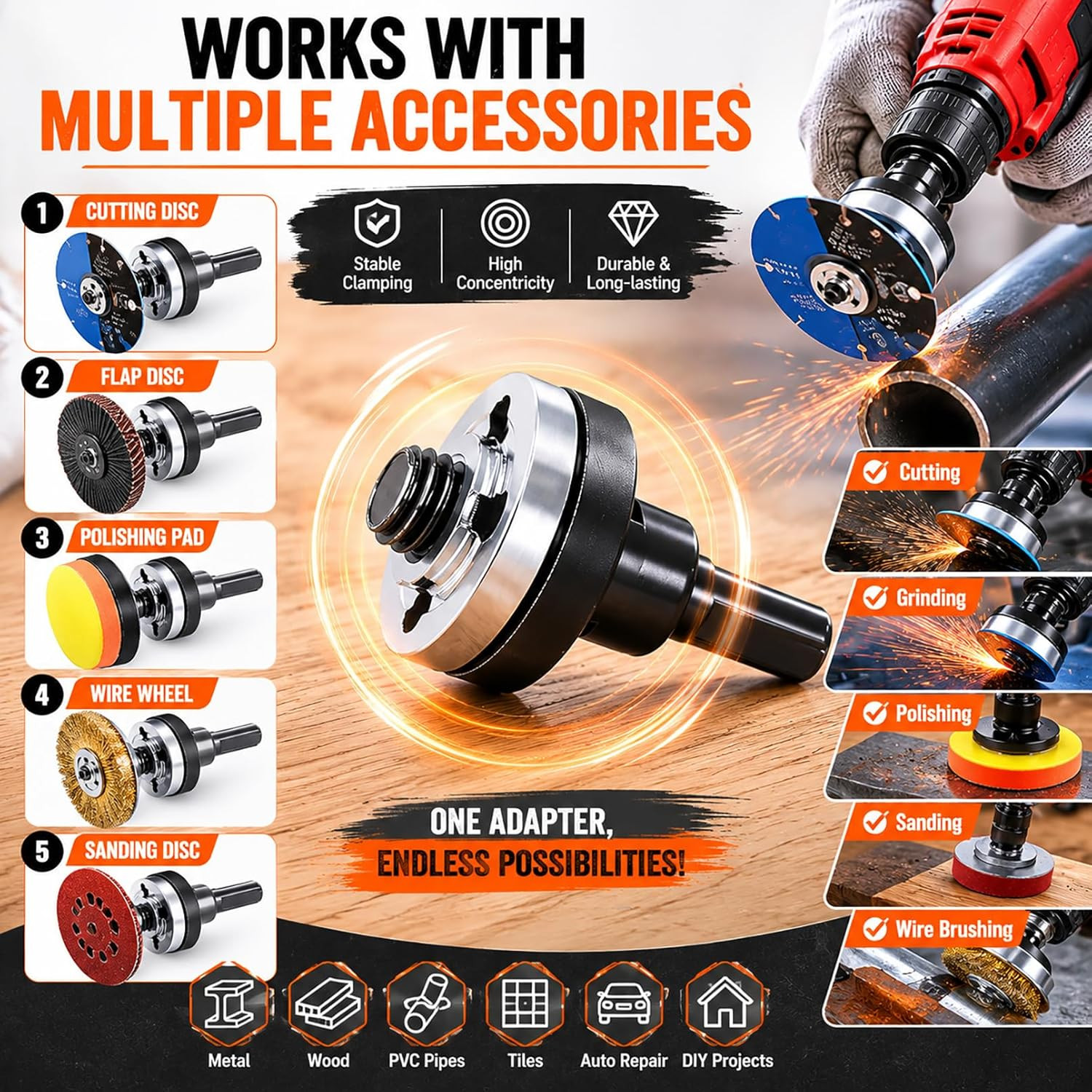 Electric Drill Angle Grinder Connecting Rod Set, 10Mm Conversion Angle Grinding