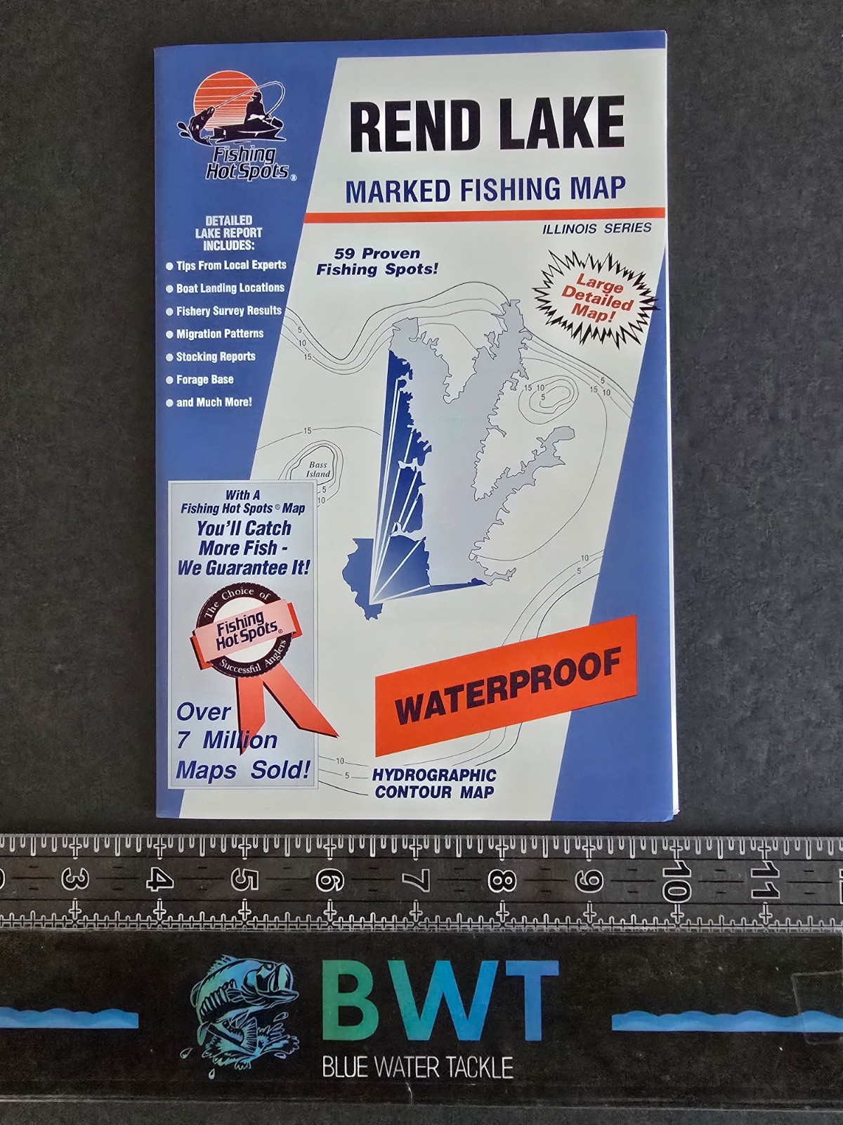 Rend Lake - Lake Map *New* Fishing Map/ Fishing House Decor