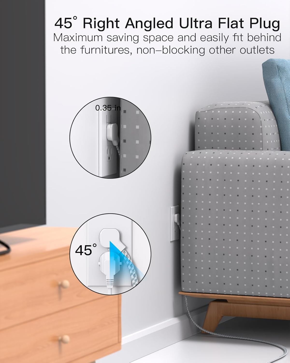 Protector Power Strip 10 ft with 4 USB Ports 2 USB-C 6 AC Outlets, Flat Plug