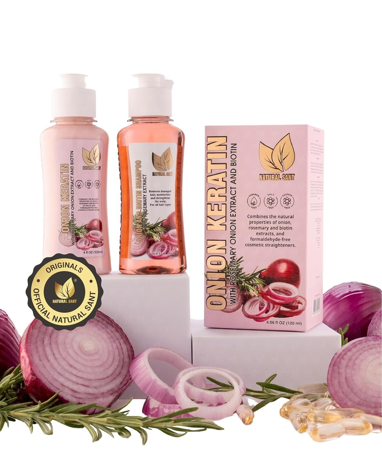 Natural sant Onion Keratin Hair Treatment Set Shampoo Anti-Frizz
