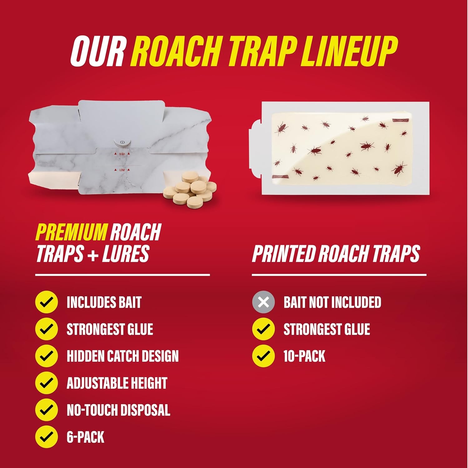 Catchmaster Roach Trap Glue Boards 6 Pk Adhesive Bug Catcher Insect & Roach