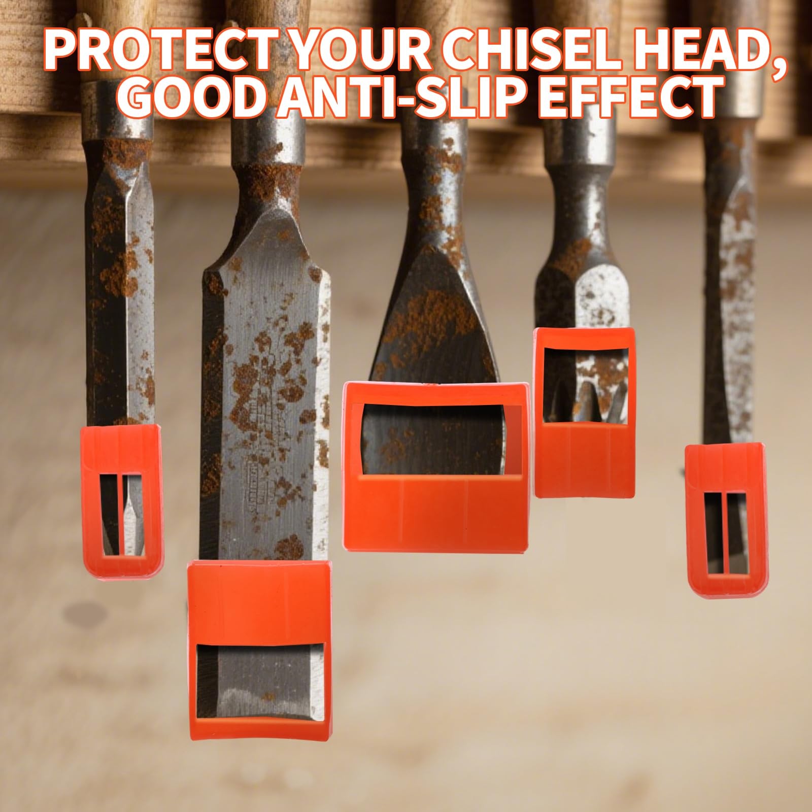 20pcs Chisel Edge Guards, Plastic Protective Covers for 1.9x0.98cm, Red