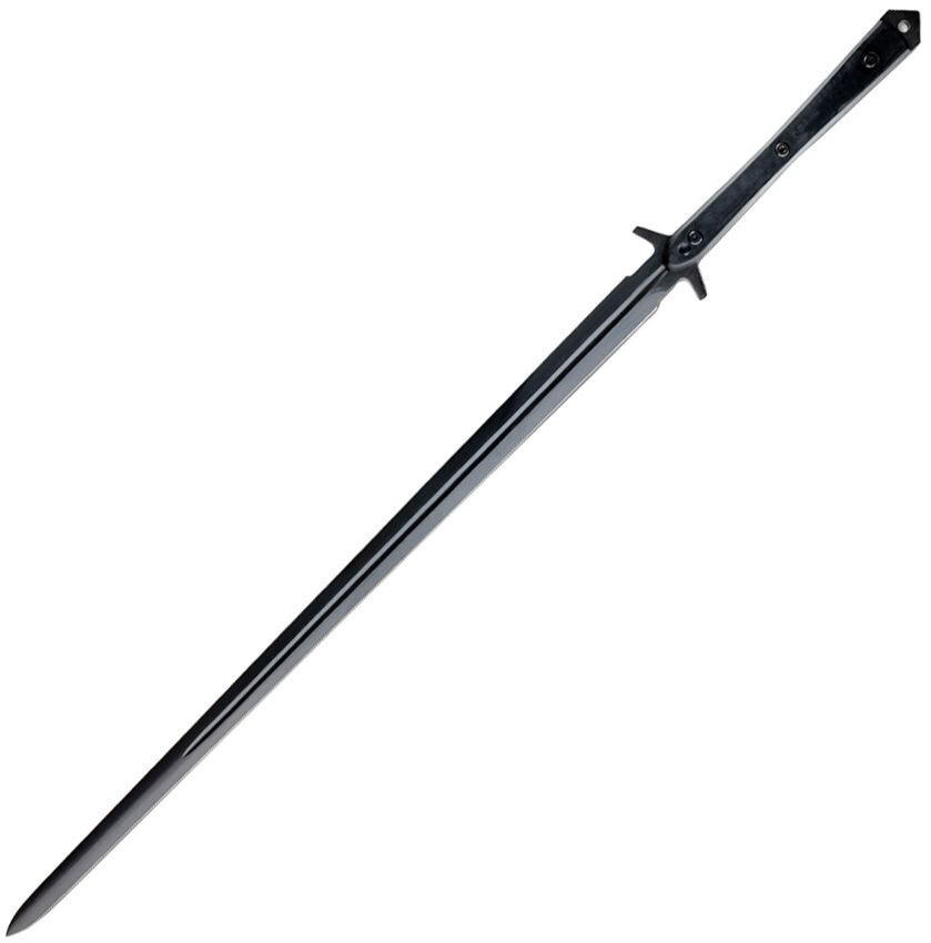 APOC Survival Long Sword 32.5" Black Coated Spring Steel Blade Black G10 Handle