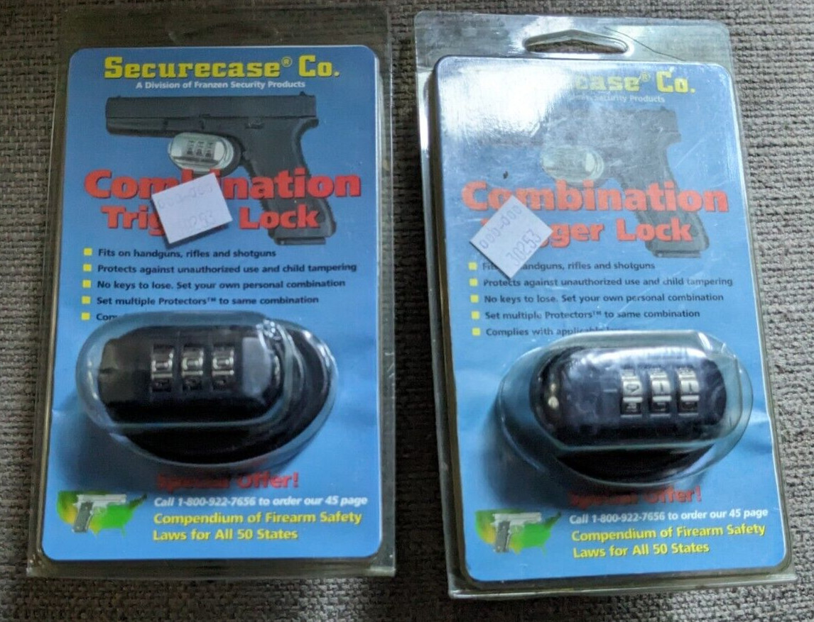 (2) NOS SECURECASE Trigger Lock Set Heavy Duty 3 Digit Combination Lock-Handguns